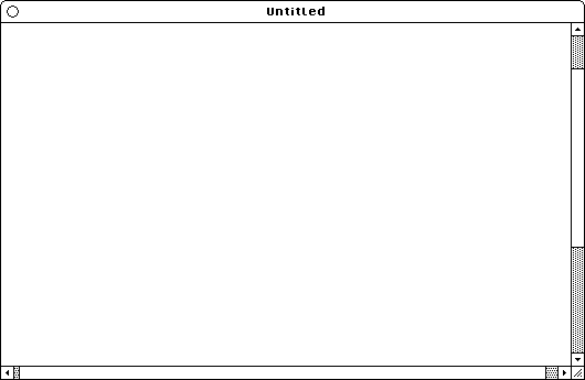 GUI window with, 'untitled', in titlebar, and vertical and horizontal scroll bars, drawn in black and white pixels.